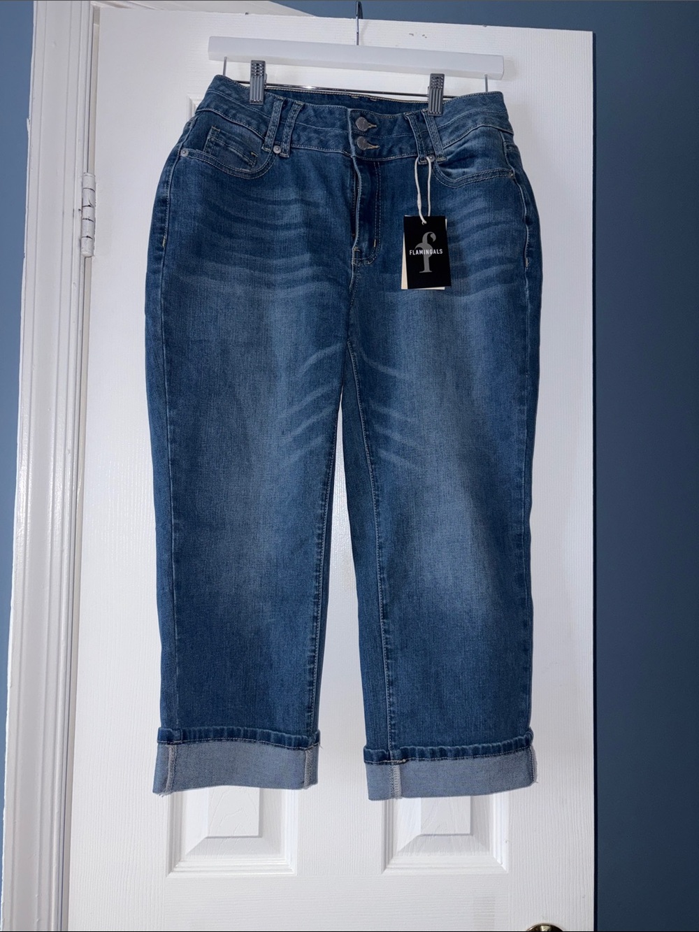 Flamballs Women's Cropped Cuffed Jeans - Deep Indigo